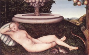 Oil cranach, lucas the elder Painting - The Nymph of the Fountain   1534 by Cranach, Lucas the Elder