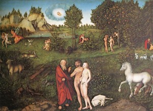 Oil cranach, lucas the elder Painting - The Paradise    1530 by Cranach, Lucas the Elder