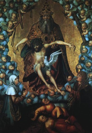 Oil cranach, lucas the elder Painting - The Trinity by Cranach, Lucas the Elder