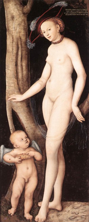 Oil cranach, lucas the elder Painting - Venus and Cupid with a Honeycomb   - c. 1531 by Cranach, Lucas the Elder