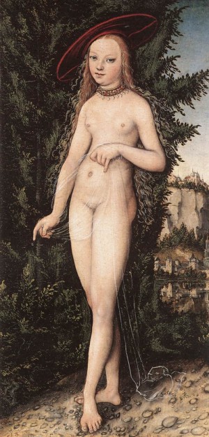 Oil cranach, lucas the elder Painting - Venus Standing in a Landscape    1529 by Cranach, Lucas the Elder