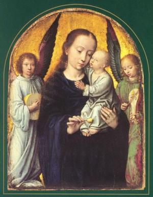 Oil david, gerard Painting - Mary and Child with two Angels Making Music by David, Gerard