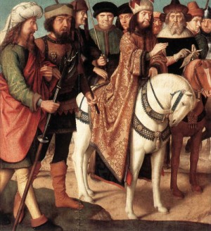 Oil david, gerard Painting - Pilate's Dispute with the High Priest   1480-85 by David, Gerard