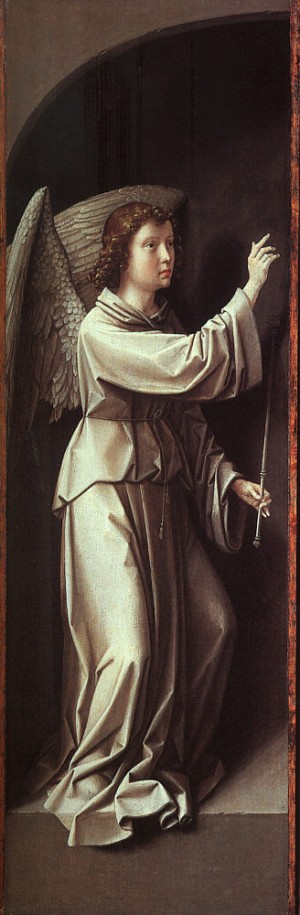 Oil david, gerard Painting - The Angel of the Annunciation,1500 by David, Gerard