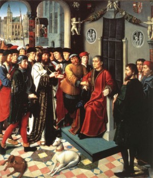 Oil david, gerard Painting - The Judgment of Cambyses (left panel)   1498 by David, Gerard