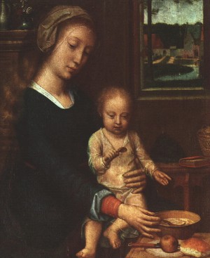 Oil david, gerard Painting - The Madonna of the Milk Soup 1520 by David, Gerard