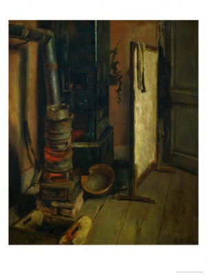 Oil corner Painting - Corner of a Painter's Studio, the Stove by Delacroix, Eugene