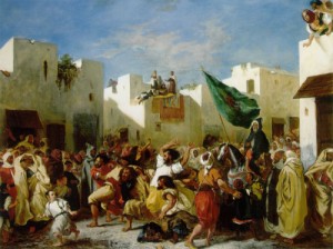 Oil delacroix, eugene Painting - Fanatics of Tangier  1837-38 by Delacroix, Eugene