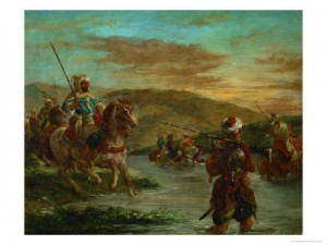 Oil delacroix, eugene Painting - Fording a River in Morocco, 1858 by Delacroix, Eugene