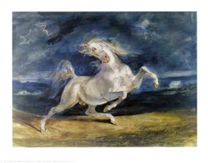 Oil delacroix, eugene Painting - Frightened Horse by Delacroix, Eugene
