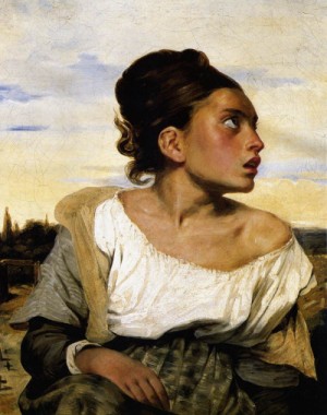 Oil delacroix, eugene Painting - Girl Seated in a Cemetery   1824 by Delacroix, Eugene
