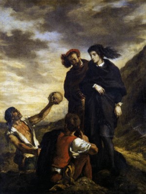 Oil delacroix, eugene Painting - Hamlet and Horatio in the Graveyard  1839 by Delacroix, Eugene