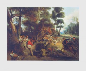 Oil delacroix, eugene Painting - Hunting a Sow by Delacroix, Eugene