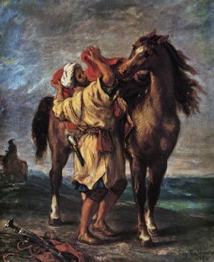  Photograph - Marocan and his Horse by Delacroix, Eugene