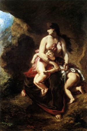  Photograph - Medea about to Kill her Children   1838 by Delacroix, Eugene