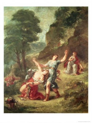 Oil delacroix, eugene Painting - Orpheus and Eurydice,  1862 by Delacroix, Eugene