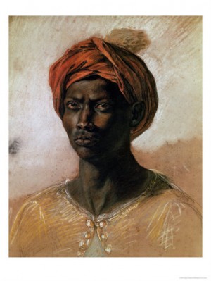 Oil delacroix, eugene Painting - Portrait of a Turk in a Turban, circa 1826 by Delacroix, Eugene