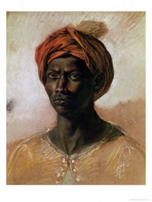 Oil portrait Painting - Portrait of a Turk in a Turban, circa 1826 by Delacroix, Eugene
