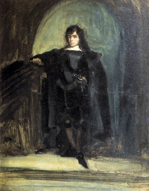 Oil portrait Painting - Self-Portrait as Ravenswood  - c. 1821 by Delacroix, Eugene