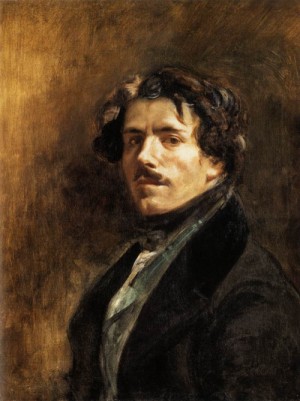 Oil portrait Painting - Self-Portrait   c. 1837 by Delacroix, Eugene