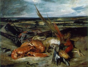 Oil still Painting - Still Life with Lobsters  1826-27 by Delacroix, Eugene