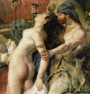 Oil delacroix, eugene Painting - The Death of Sardanapalus (Detail of cut throat) by Delacroix, Eugene