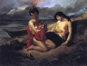 Oil delacroix, eugene Painting - The Natchez  1823-35 by Delacroix, Eugene