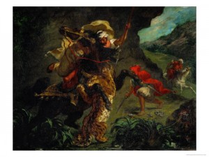 Oil delacroix, eugene Painting - The Tiger Hunt by Delacroix, Eugene