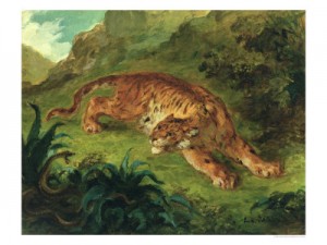 Oil delacroix, eugene Painting - Tiger and Snake, 1858 by Delacroix, Eugene
