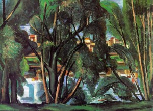 Oil derain, andre Painting - Trees on the Banks of the Seine  1912 by Derain, Andre