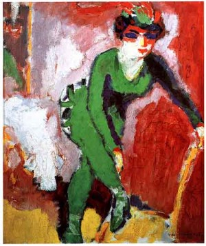 Oil woman Painting - Woman in Green Tights 1905 by Dongen, Kees van AR