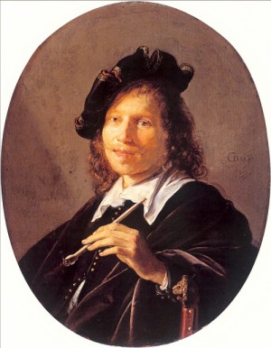 Oil dou, gerrit Painting - Man with a Pipe   1645 by Dou, Gerrit