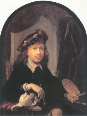 Oil dou, gerrit Painting - Self-Portrait  1635-38 by Dou, Gerrit