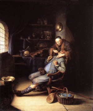 Oil dou, gerrit Painting - The Extraction of Tooth  1630-35 by Dou, Gerrit