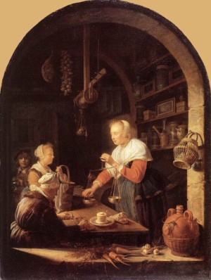 Oil shop Painting - The Grocer's Shop  1647 by Dou, Gerrit