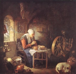 Oil dou, gerrit Painting - The Prayer of the Spinner by Dou, Gerrit
