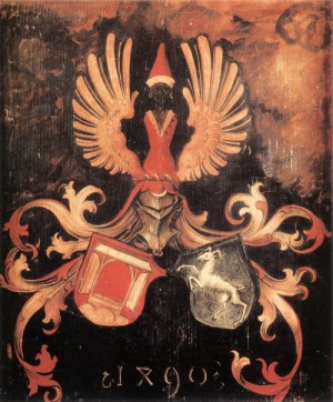 Oil durer, albrecht Painting - Alliance Coat of Arms of the Durer and Holper Families   1490 by Durer, Albrecht