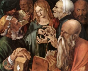 Oil durer, albrecht Painting - Christ Among the Doctors   1506 by Durer, Albrecht