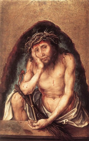 Oil durer, albrecht Painting - Christ as the Man of Sorrows   c. 1493 by Durer, Albrecht