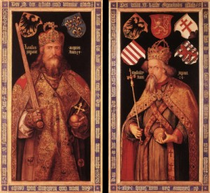 Oil durer, albrecht Painting - Emperor Charlemagne and Emperor Sigismund   c. 1512 by Durer, Albrecht