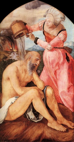 Oil durer, albrecht Painting - Job and His Wife   c. 1504 by Durer, Albrecht