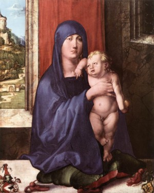 Oil durer, albrecht Painting - Madonna and Child  c. 1498 by Durer, Albrecht