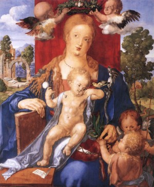 Oil durer, albrecht Painting - Madonna with the Siskin   1506 by Durer, Albrecht