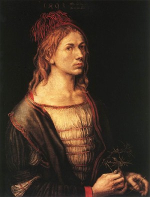 Oil durer, albrecht Painting - Self-portrait at 22   1493 by Durer, Albrecht