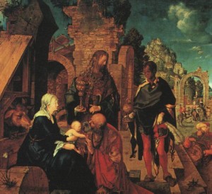 Oil durer, albrecht Painting - The Adoration of the Magi    1504   Uffizi by Durer, Albrecht