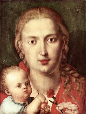 Oil durer, albrecht Painting - The Madonna of the Carnation   1516 by Durer, Albrecht