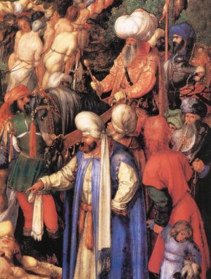 Oil durer, albrecht Painting - The Martyrdom of the Ten Thousand    1508 by Durer, Albrecht