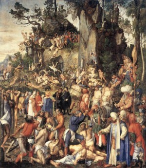 Oil durer, albrecht Painting - The Martyrdom of the Ten Thousand    1508 by Durer, Albrecht