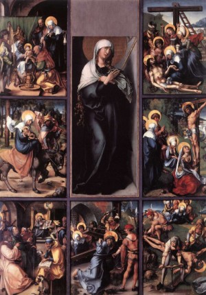 Oil durer, albrecht Painting - The Seven Sorrows of the Virgin   c. 1496 by Durer, Albrecht