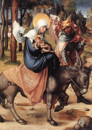 Oil durer, albrecht Painting - The Seven Sorrows of the Virgin, The Flight into Egypt    c. 1496 by Durer, Albrecht